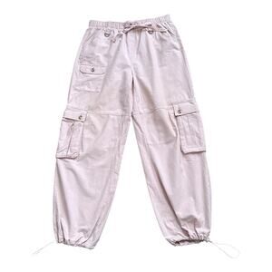 Rachel Paige Pink Cargo Pants Womens Large Pull On Elastic Waist Cotton Utility